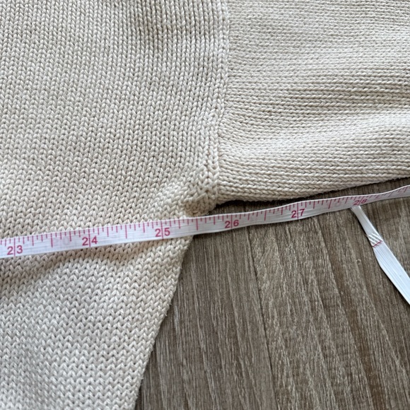 525 America 100% Cotton Ribbed High Neck Cream Knit Sweater Loose Fit Size S - Picture 8 of 9